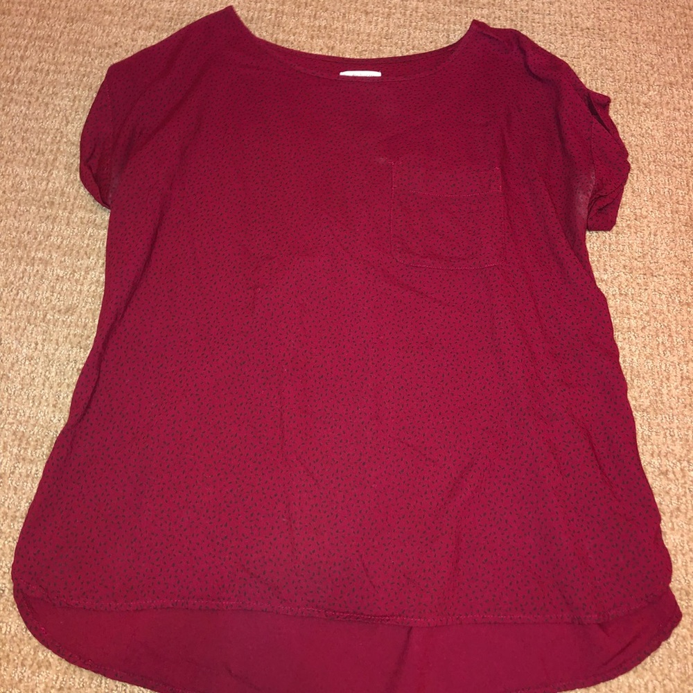 Deep red speckled blouse